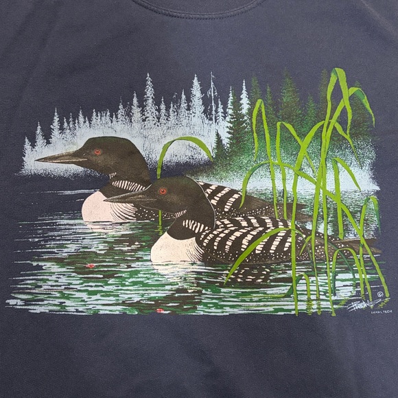 Vintage Loon Print Fleece Mock Neck Nightgown, O/S, see measurements - Picture 4 of 12